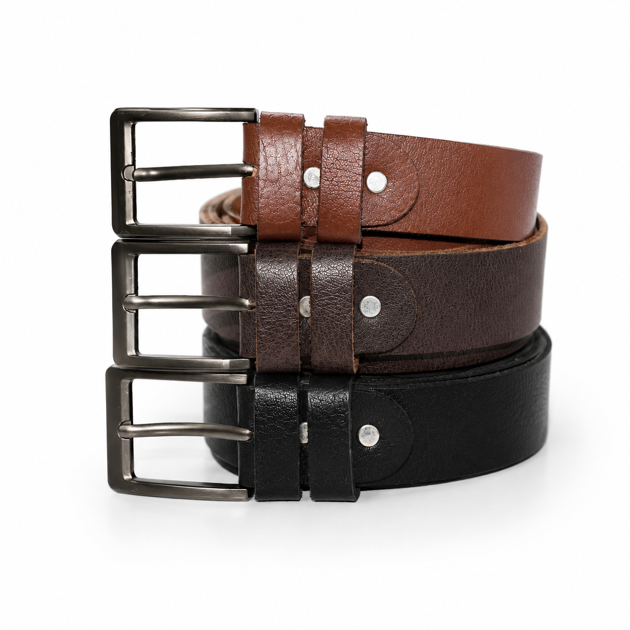 All Three Textured Leather Belts