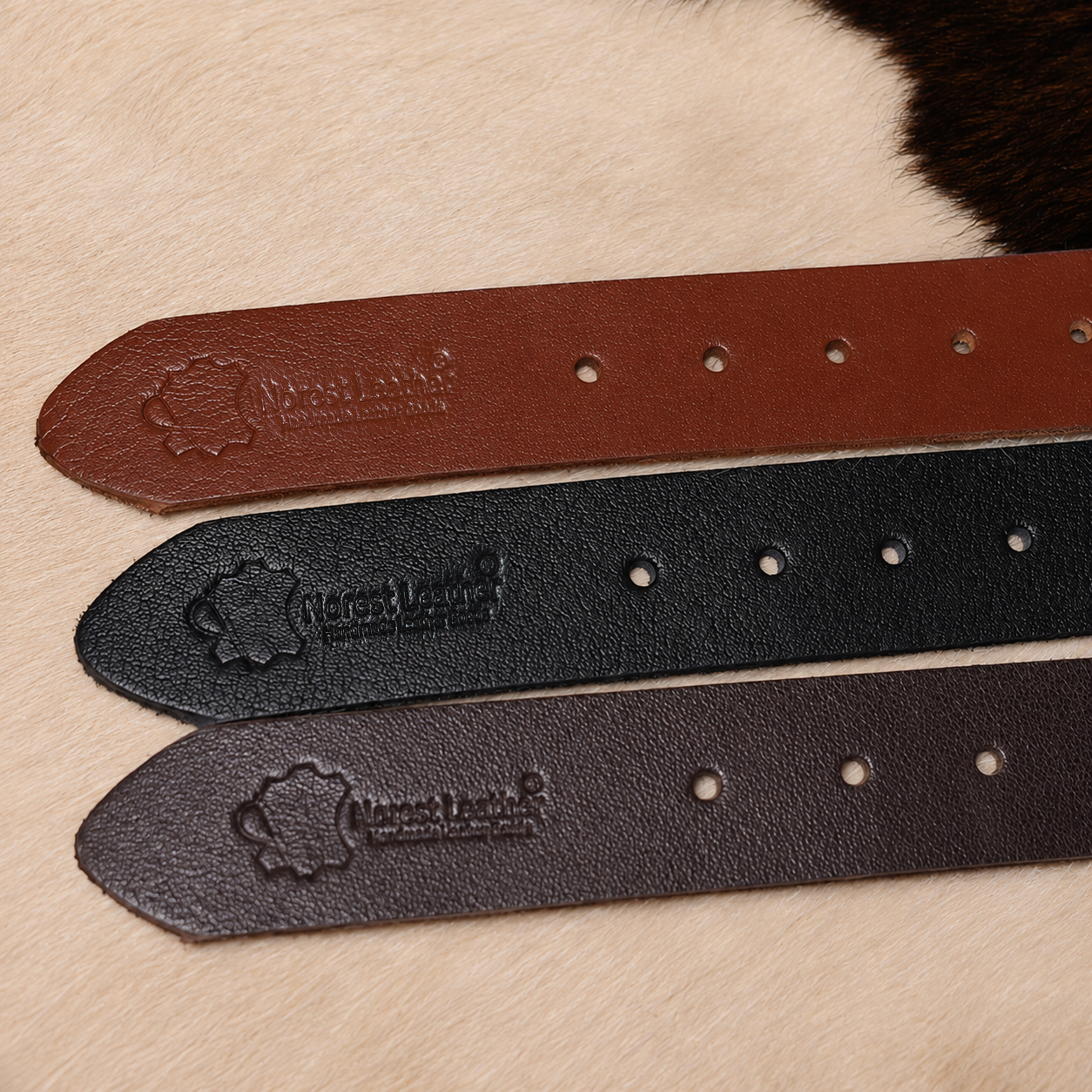 All Three Textured Leather Belts showcasing Norest Leather