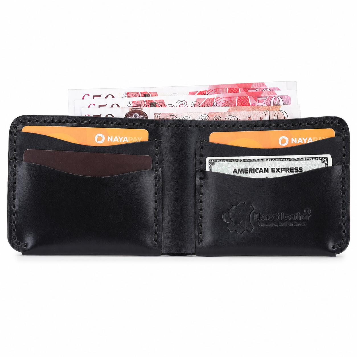 Black Bifold Wallet Inside