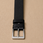 Black Leather Belt with Metal Buckle