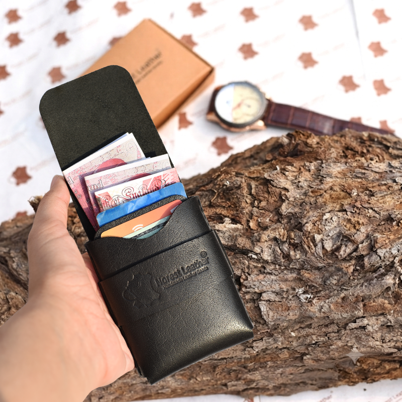 Black Multi-Function Card Holder Open