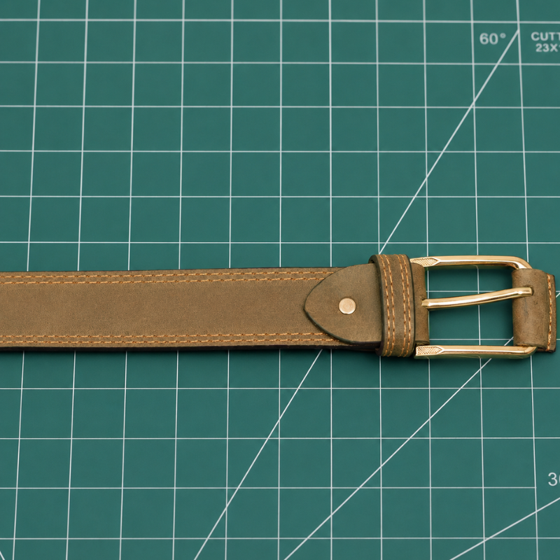 Brown Leather Belt Buckle Area