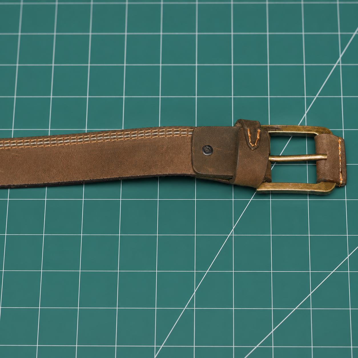 Brown Leather Belt Buckle View