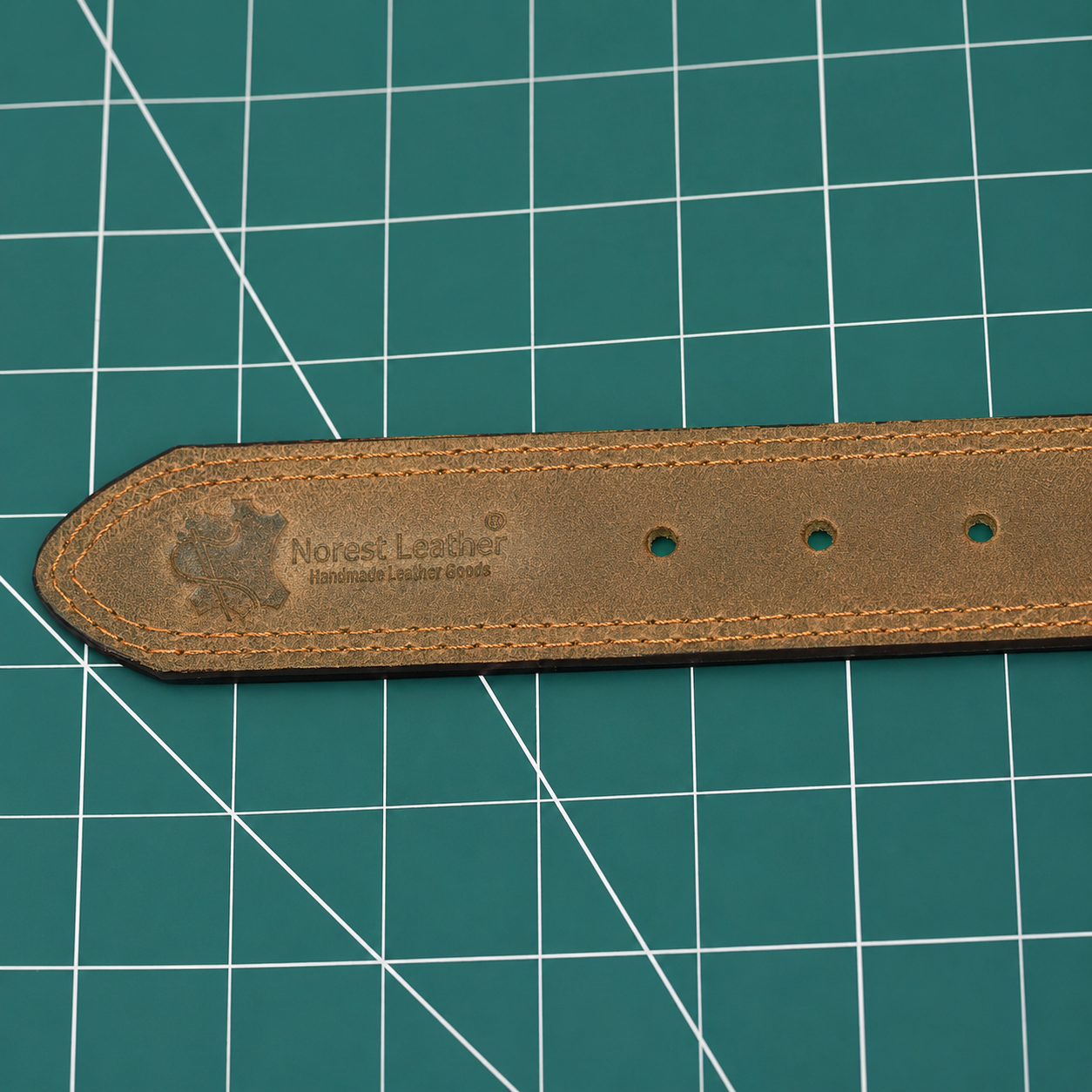 Brown Leather Belt End (Detailed Logo)