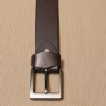 Brown Leather Belt with a Metal Buckle