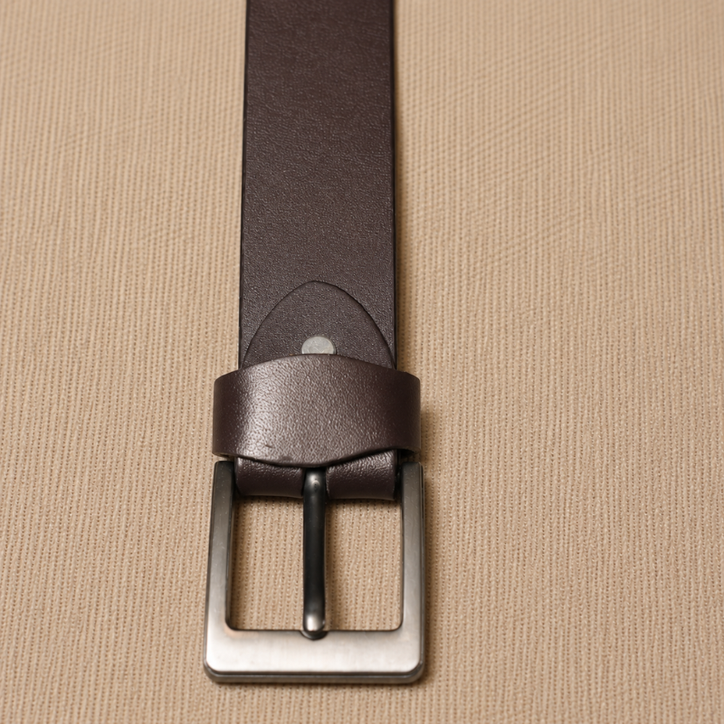 Brown Leather Belt with a Metal Buckle