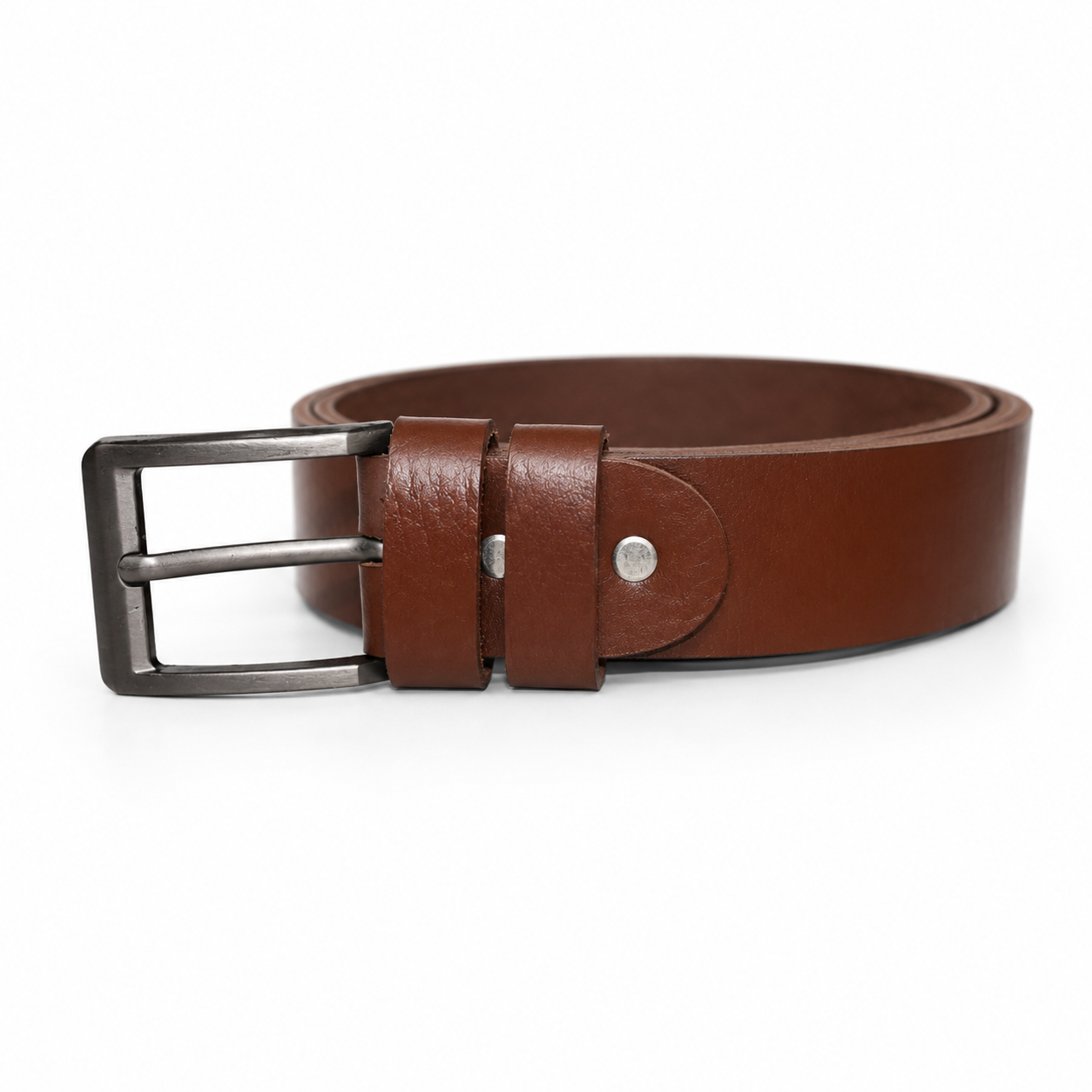 Brown Textured Leather Belt_