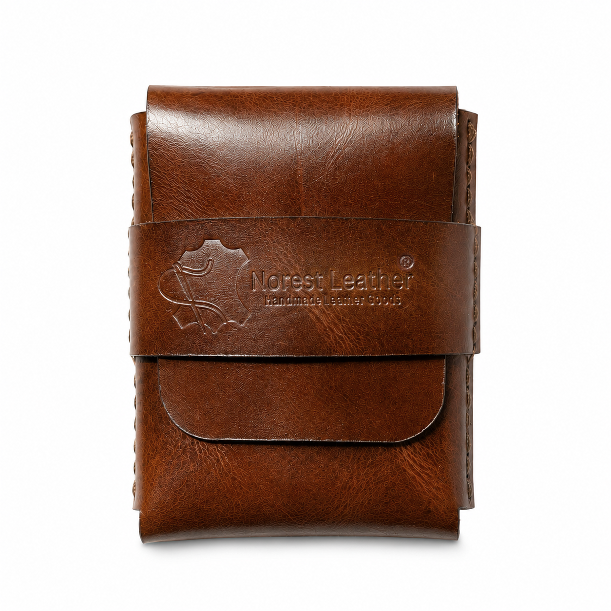 Cognac Brown Multi-Function Card Holder Front